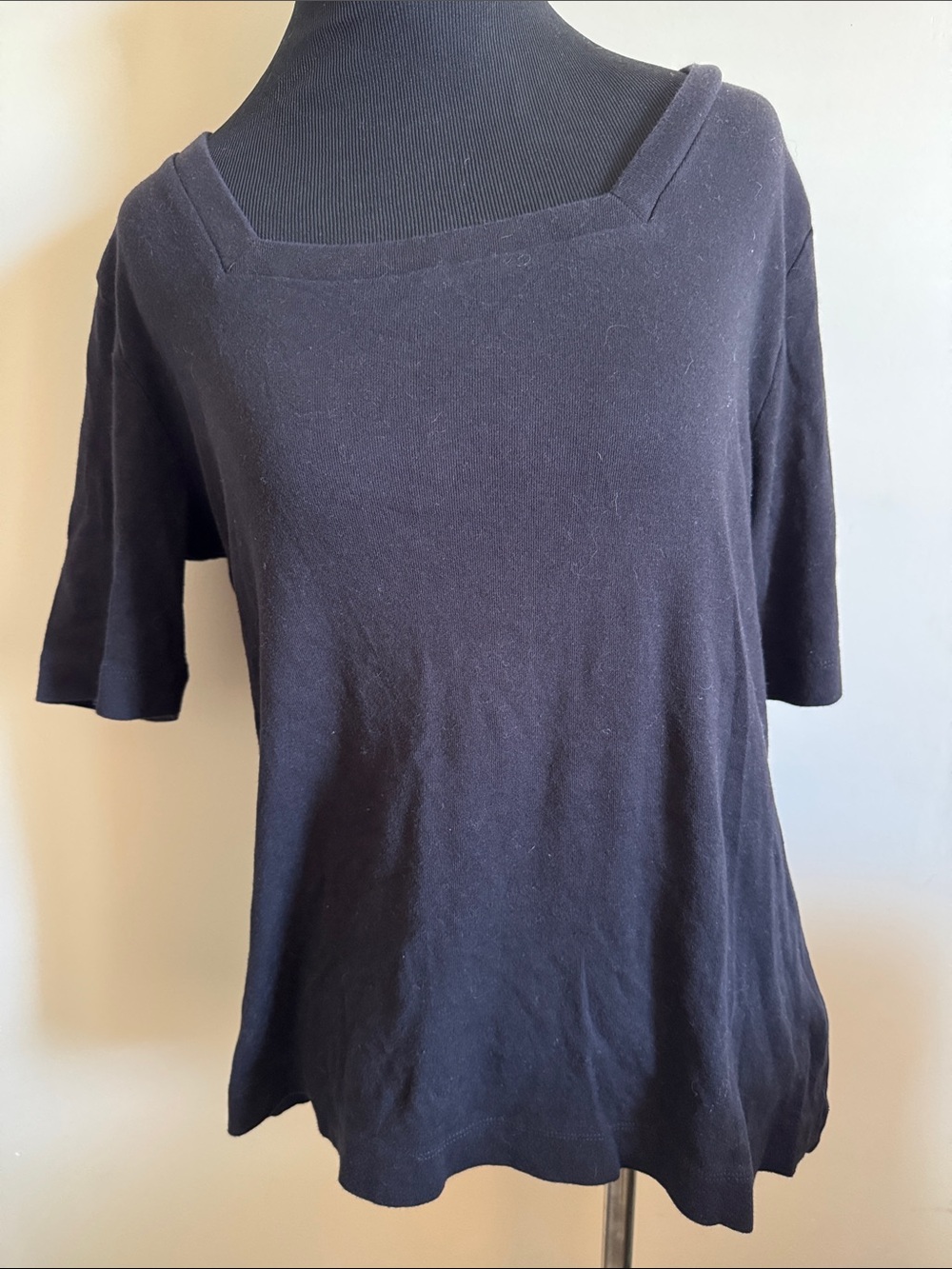 croft & barrow 100% Cotton Square Neck Elbow Sleeve Tee